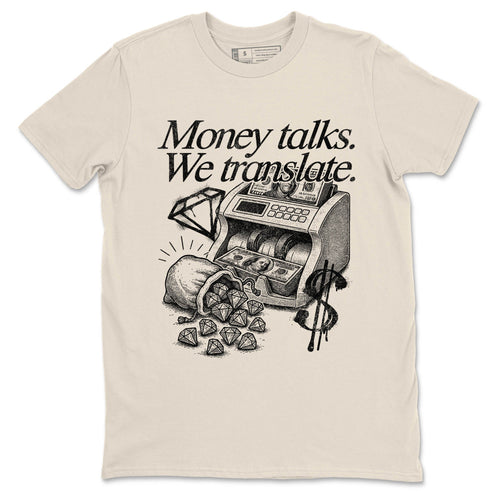 Sneaker Threads – Sneaker Tees To Match Air Foamposite One Pearl – Money Talks We Translate Graphic Tee Natural 2. Perfect for Jordan releases 2025 colorways.