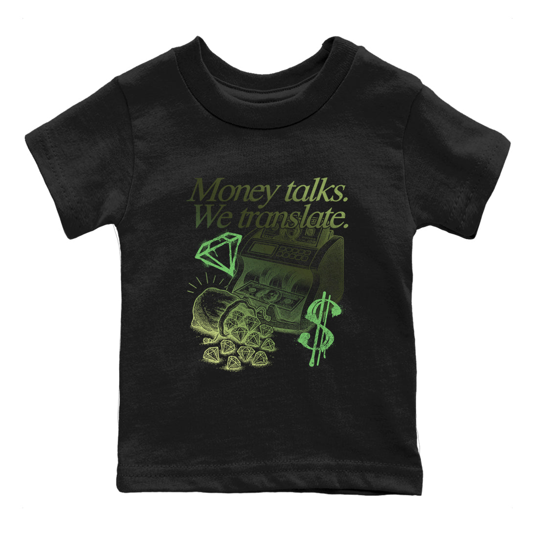Sneaker match tees – Sneaker Tees To Match Air Foamposite One Pine Green Shoes – Money Talks We Translate Kids T-Shirt Black 2