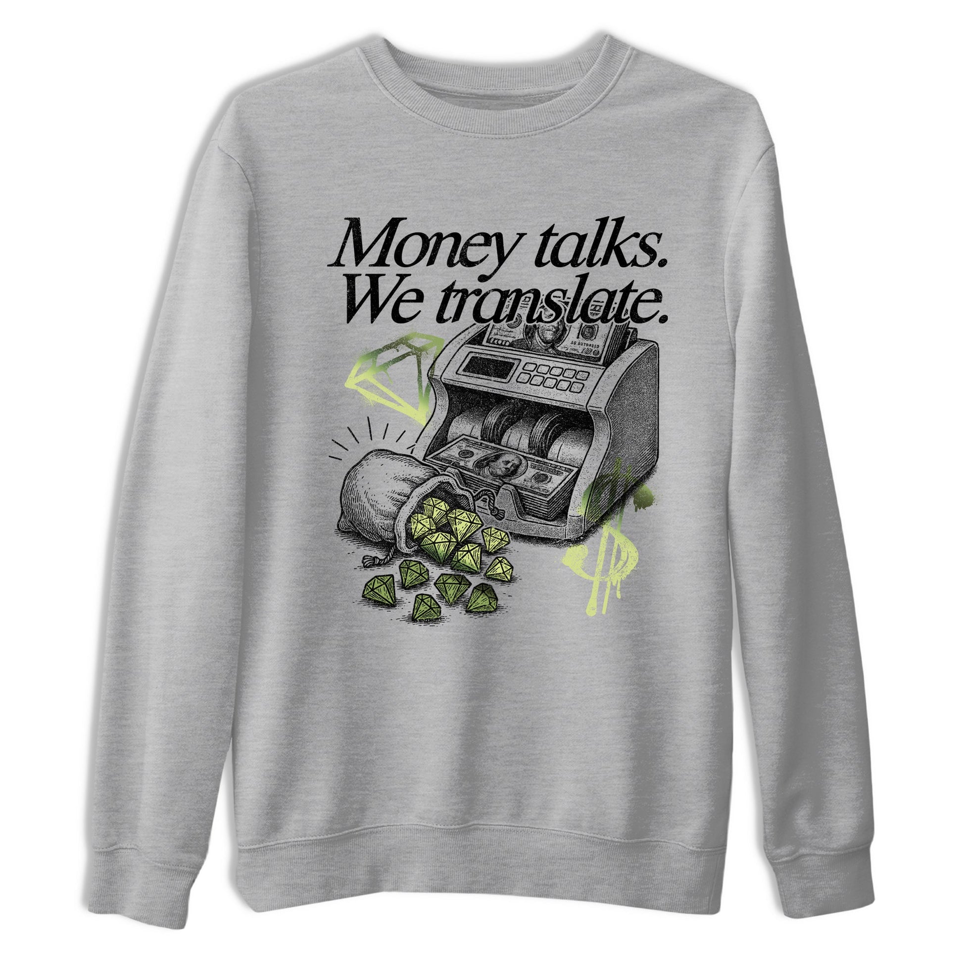 Sneaker match tees – Sneaker Tees To Match Air Foamposite One Pine Green Shoes – Money Talks We Translate Tee Heather Grey 2