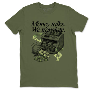 Sneaker match tees – Sneaker Tees To Match Air Foamposite One Pine Green Shoes – Money Talks We Translate Tee Military Green 2