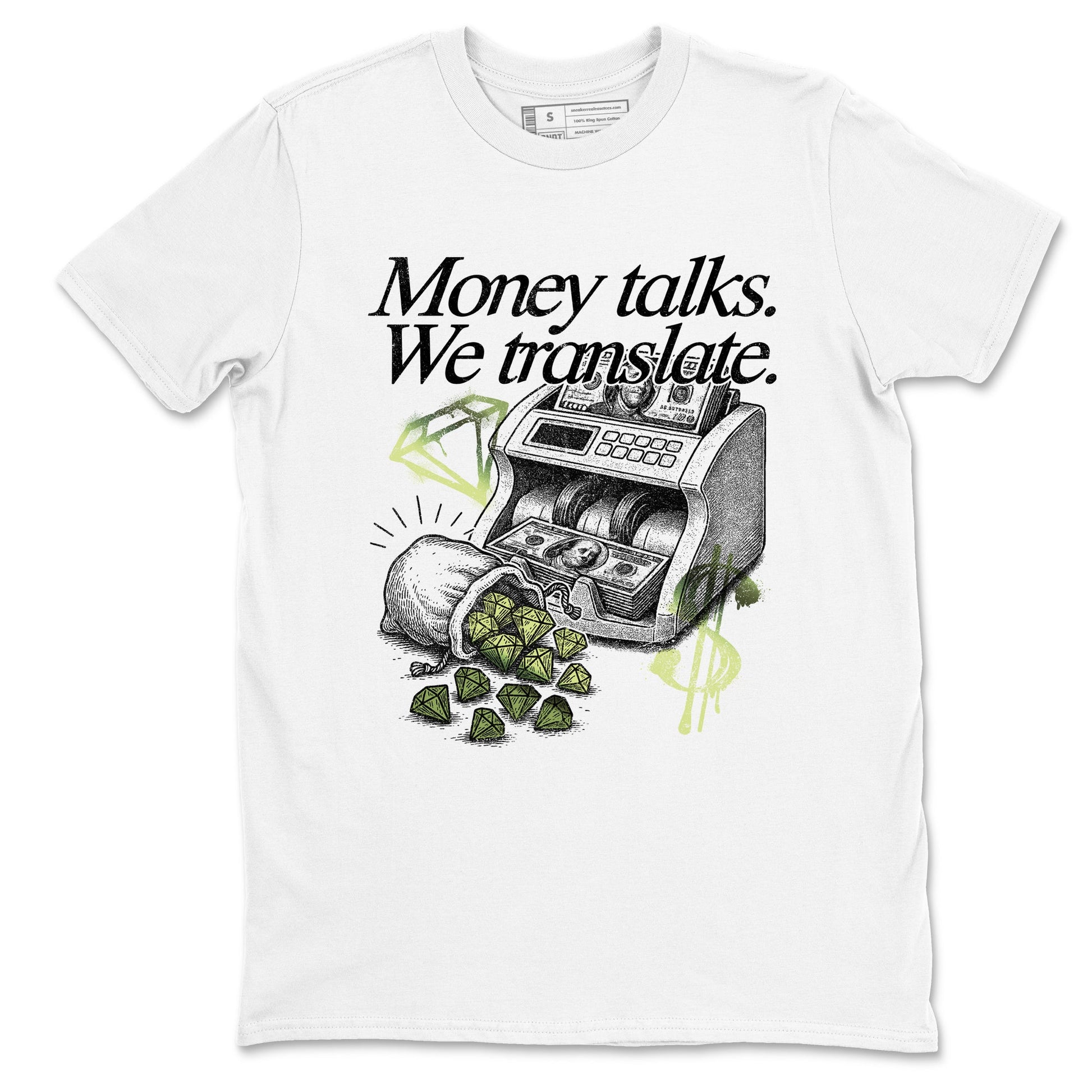 Sneaker match tees – Sneaker Tees To Match Air Foamposite One Pine Green Shoes – Money Talks We Translate Tee White 2