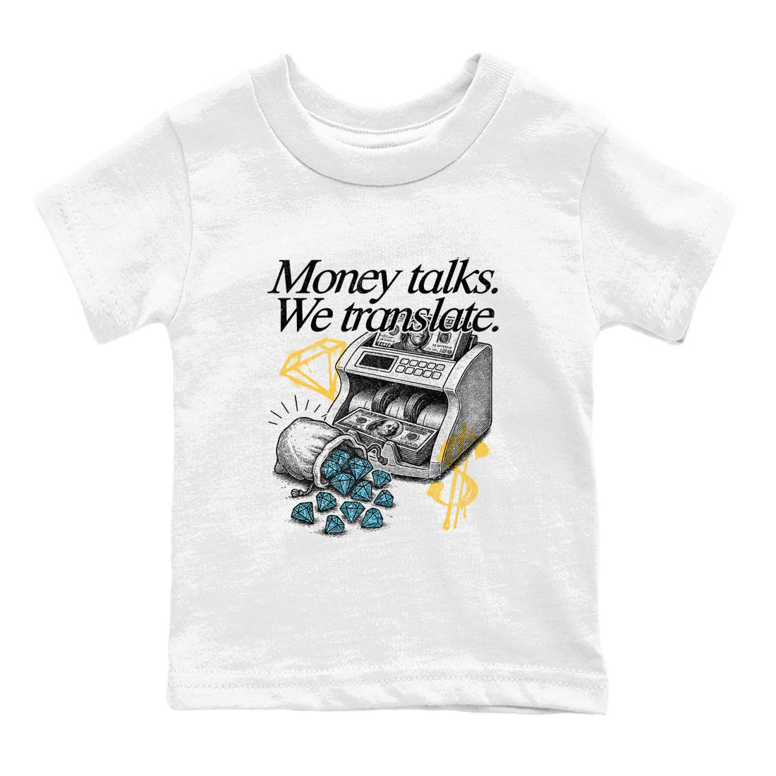 Sneaker Threads – Sneaker Tees To Match Air Jordan 11 Retro Gamma – Money Talks We Translate Youth Graphic Tee White 2. Perfect for Jordan releases 2025 colorways.