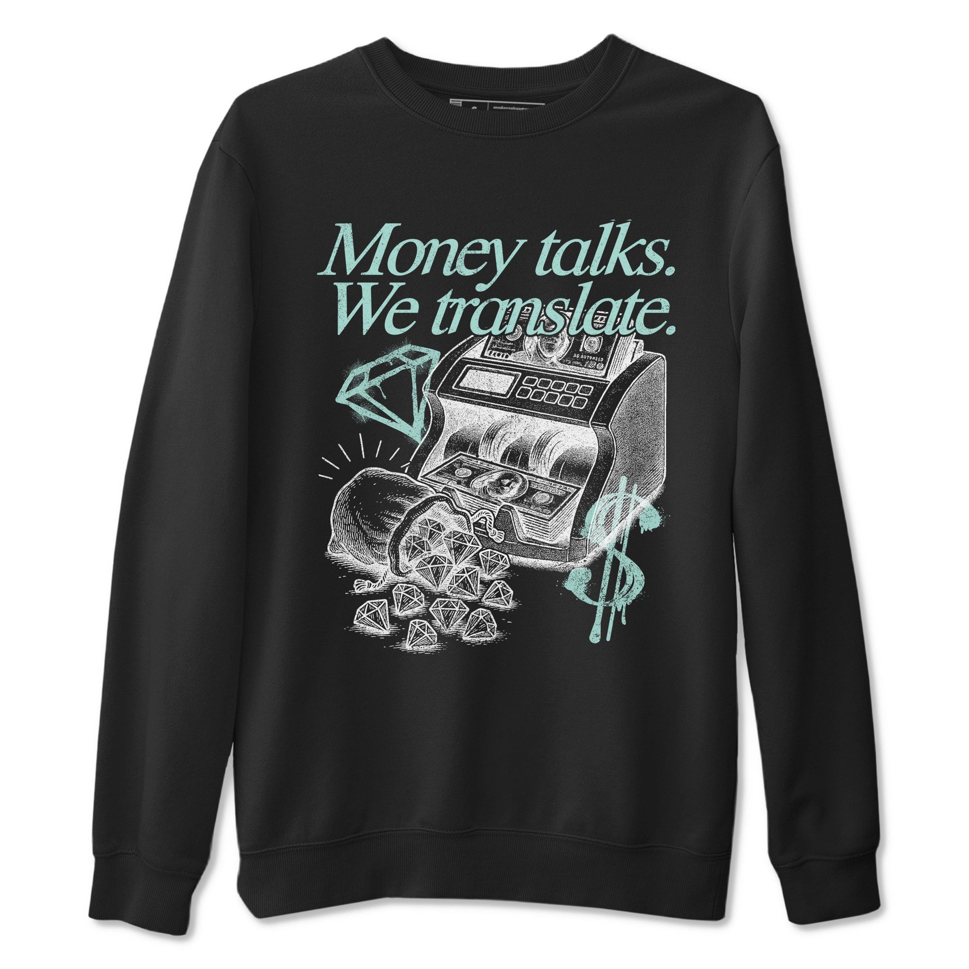 Money Talks We Translate sneaker match t-shirt styled to complete your fit with the Air Jordan 11 Igloo sneakers, shown in Black 2.