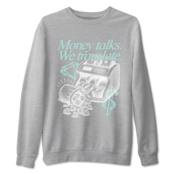 Money Talks We Translate sneaker match t-shirt styled to complete your fit with the Air Jordan 11 Igloo sneakers, shown in Heather Grey 2.