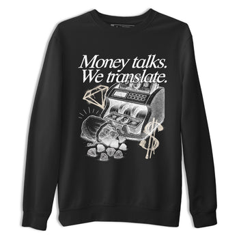 Money Talks We Translate sneaker match t-shirt styled to complete your fit with the Air Jordan 3 Pure Money sneakers, shown in Black 2.