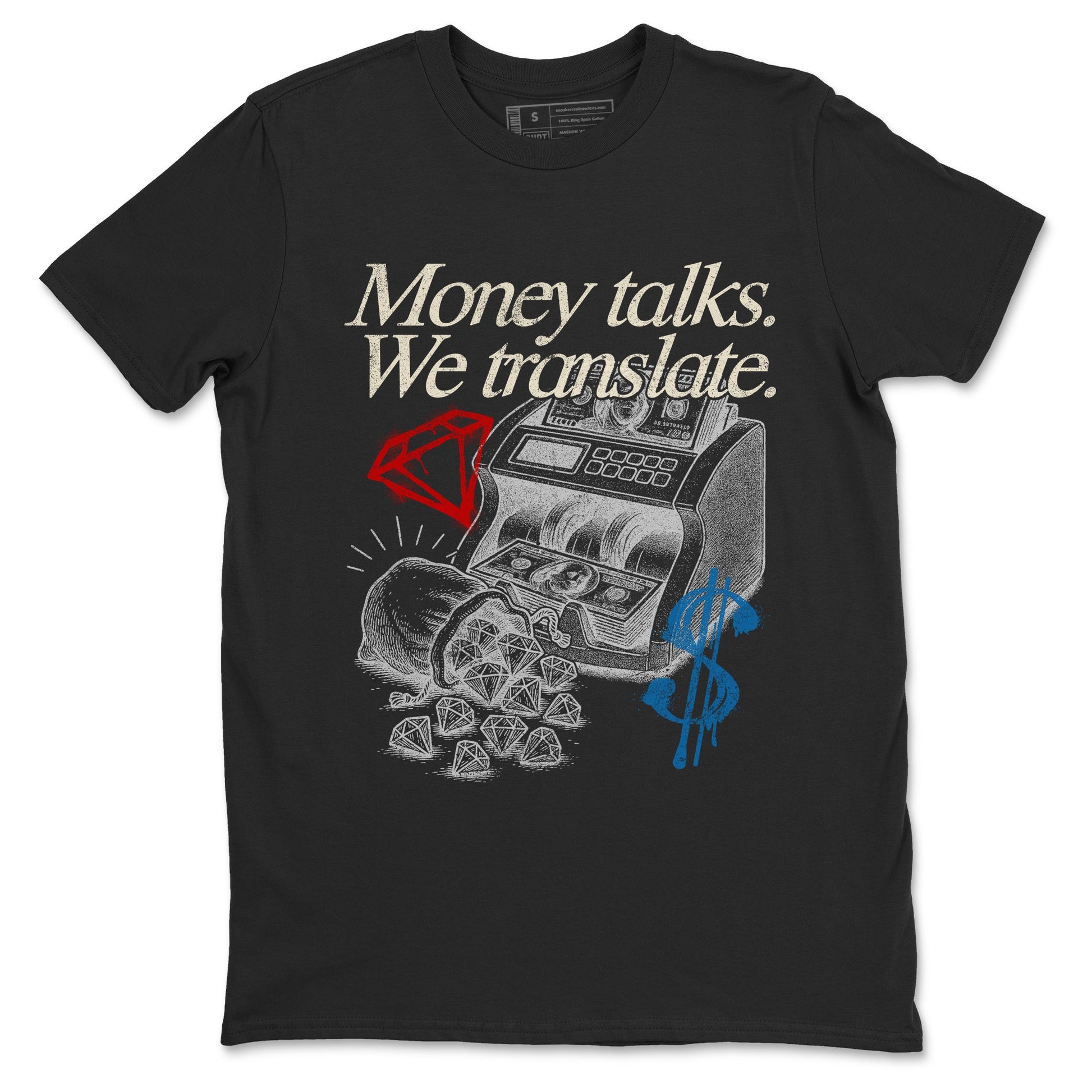 Money Talks We Translate sneaker match t-shirt styled to complete your fit with the Air Jordan 3 Rare Air sneakers, shown in Black 2.