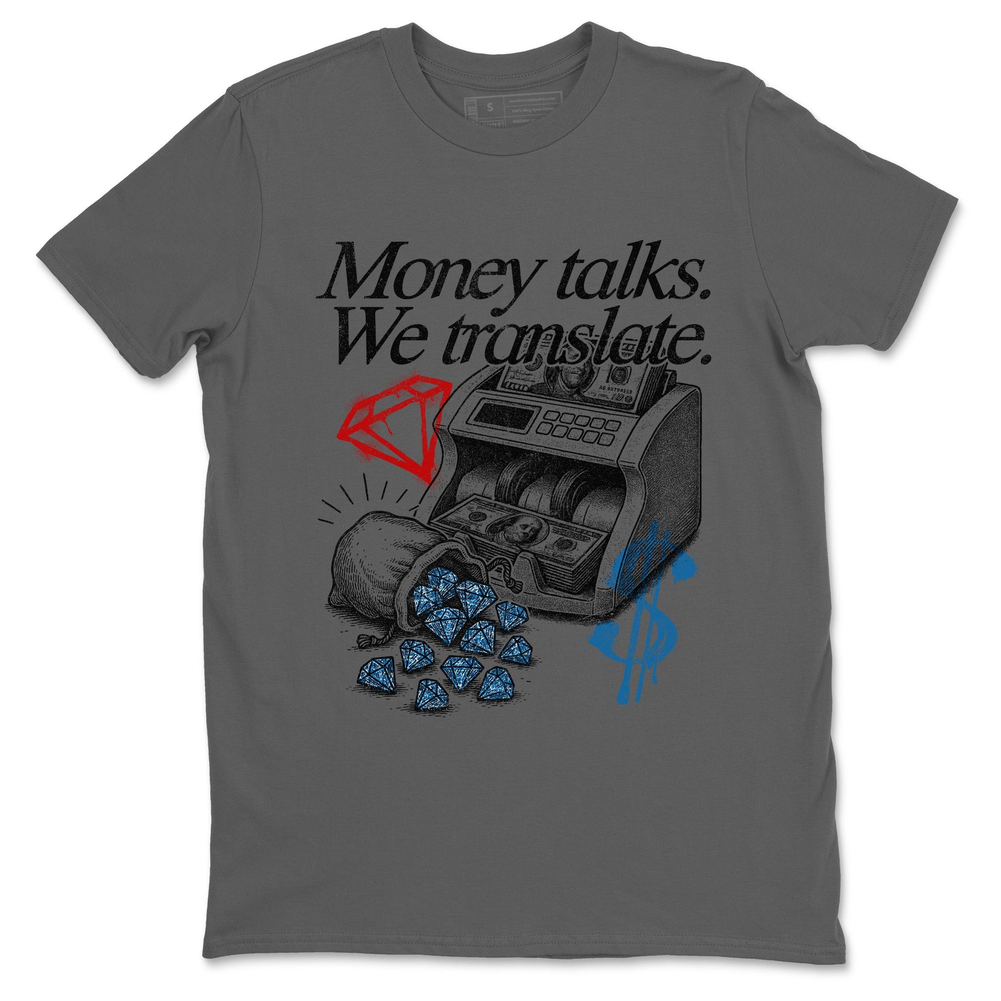 Money Talks We Translate sneaker match t-shirt styled to complete your fit with the Air Jordan 3 Rare Air sneakers, shown in Cool Grey 2.