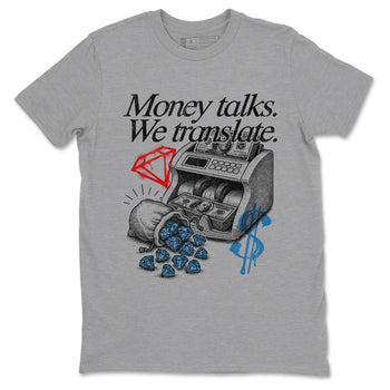 Money Talks We Translate sneaker match t-shirt styled to complete your fit with the Air Jordan 3 Rare Air sneakers, shown in Heather Grey 2.
