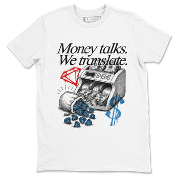 Money Talks We Translate sneaker match t-shirt styled to complete your fit with the Air Jordan 3 Rare Air sneakers, shown in White 2.