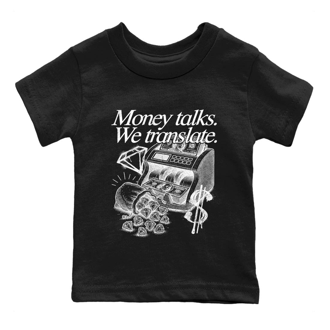 Best Sneakerfit graphic tee – Sneaker Tees To Match Air Jordan 4 Retro Black Cat Sneakers – Money Talks We Translate Kids T-Shirt Black 2