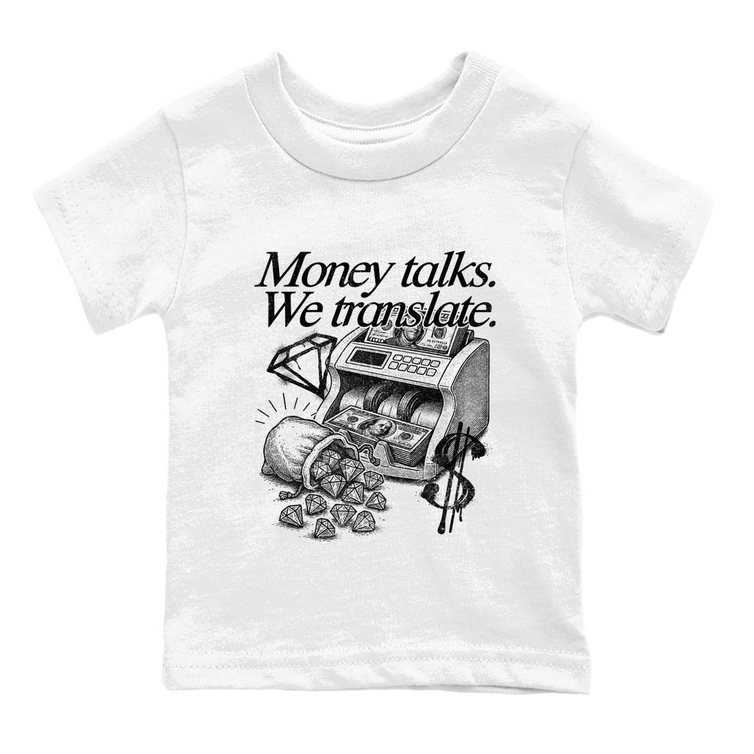 Best Sneakerfit graphic tee – Sneaker Tees To Match Air Jordan 4 Retro Black Cat Sneakers – Money Talks We Translate Kids T-Shirt White 2