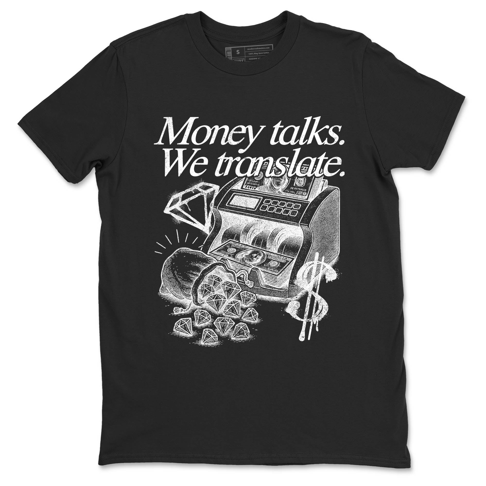 Best Sneakerfit graphic tee – Sneaker Tees To Match Air Jordan 4 Retro Black Cat Sneakers – Money Talks We Translate Tee Black 2