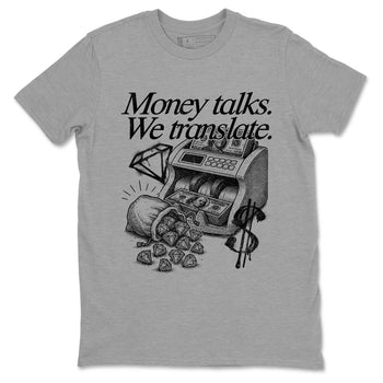 Best Sneakerfit graphic tee – Sneaker Tees To Match Air Jordan 4 Retro Black Cat Sneakers – Money Talks We Translate Tee Heather Grey 2