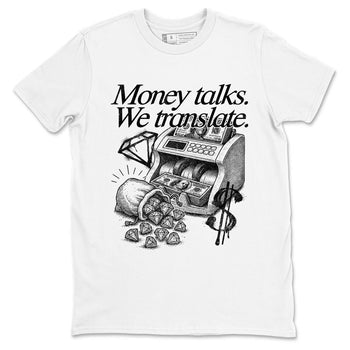 Best Sneakerfit graphic tee – Sneaker Tees To Match Air Jordan 4 Retro Black Cat Sneakers – Money Talks We Translate Tee White 2