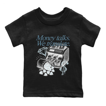 Sneaker match tees – Sneaker Tees To Match 4s Worn Blue Air Jordan 4 Denim Shoes – Money Talks We Translate Kids T-Shirt Black 2