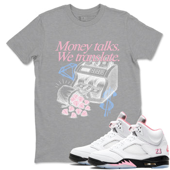 Sneaker match tees – Sneaker Tees To Match Air Jordan 5 35th Anniversary Shoes – Money Talks We Translate Tee Heather Grey 1