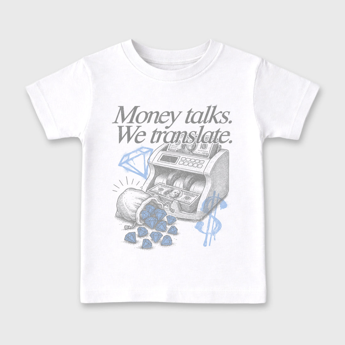 Sneaker match tees – Sneaker Tees To Match Air Jordan 5 White Metallic Shoes – Money Talks We Translate Kids T-Shirt White 2
