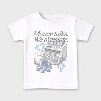 Sneaker match tees – Sneaker Tees To Match Air Jordan 5 White Metallic Shoes – Money Talks We Translate Kids T-Shirt White 2