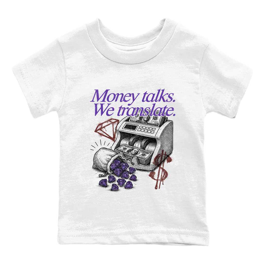Sneaker match tees – Sneaker Threads To Match Dunk Low Persian Violet Shoes – Money Talks We Translate Kids T-Shirt White 2