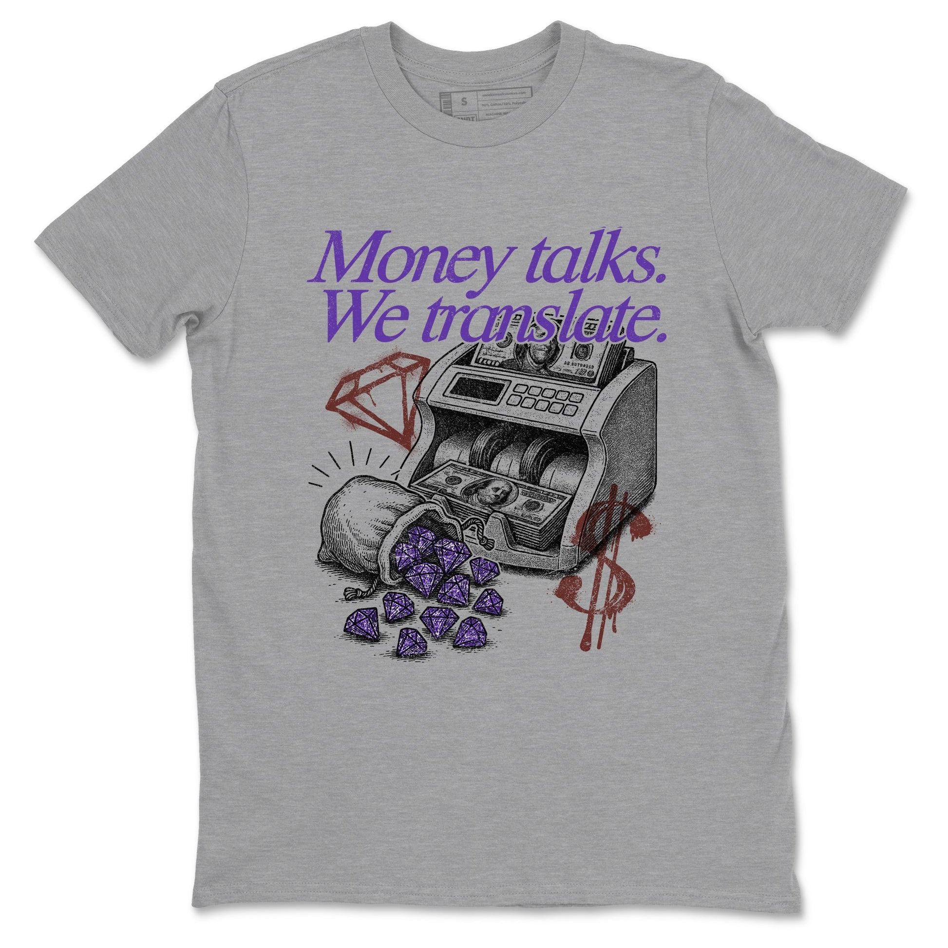 Sneaker match tees – Sneaker Threads To Match Dunk Low Persian Violet Shoes – Money Talks We Translate Tee Heather Grey 2