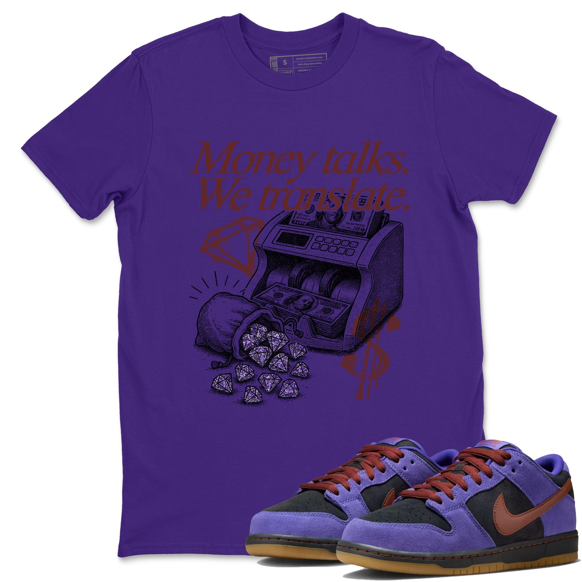 Sneaker match tees – Sneaker Threads To Match Dunk Low Persian Violet Shoes – Money Talks We Translate Tee Purple 1