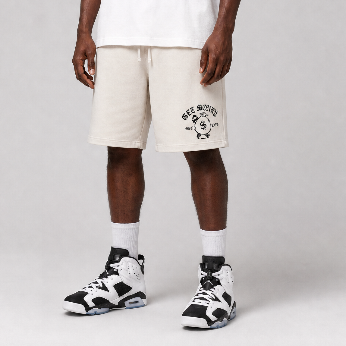 Money Man Premium Fleece Shorts - Air Jordan 6 Black And White