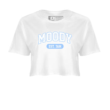 Moody womens crop tee made to vibe with the Air Jordan 4 Aluminum sneakers — the perfect match in White 2.