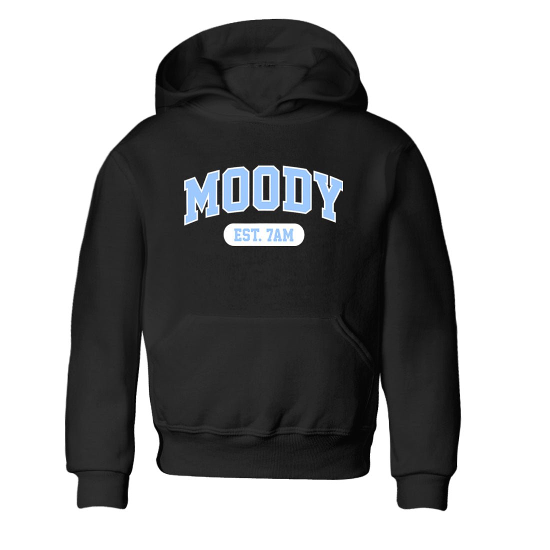 Moody baby and kids t-shirt crafted for little sneakerheads to shine with the Air Jordan 4 Aluminum sneakers, displayed in Black 2.