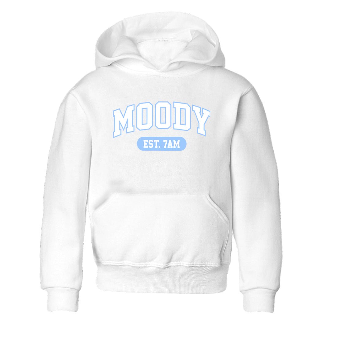 Moody baby and kids t-shirt crafted for little sneakerheads to shine with the Air Jordan 4 Aluminum sneakers, displayed in White 2.