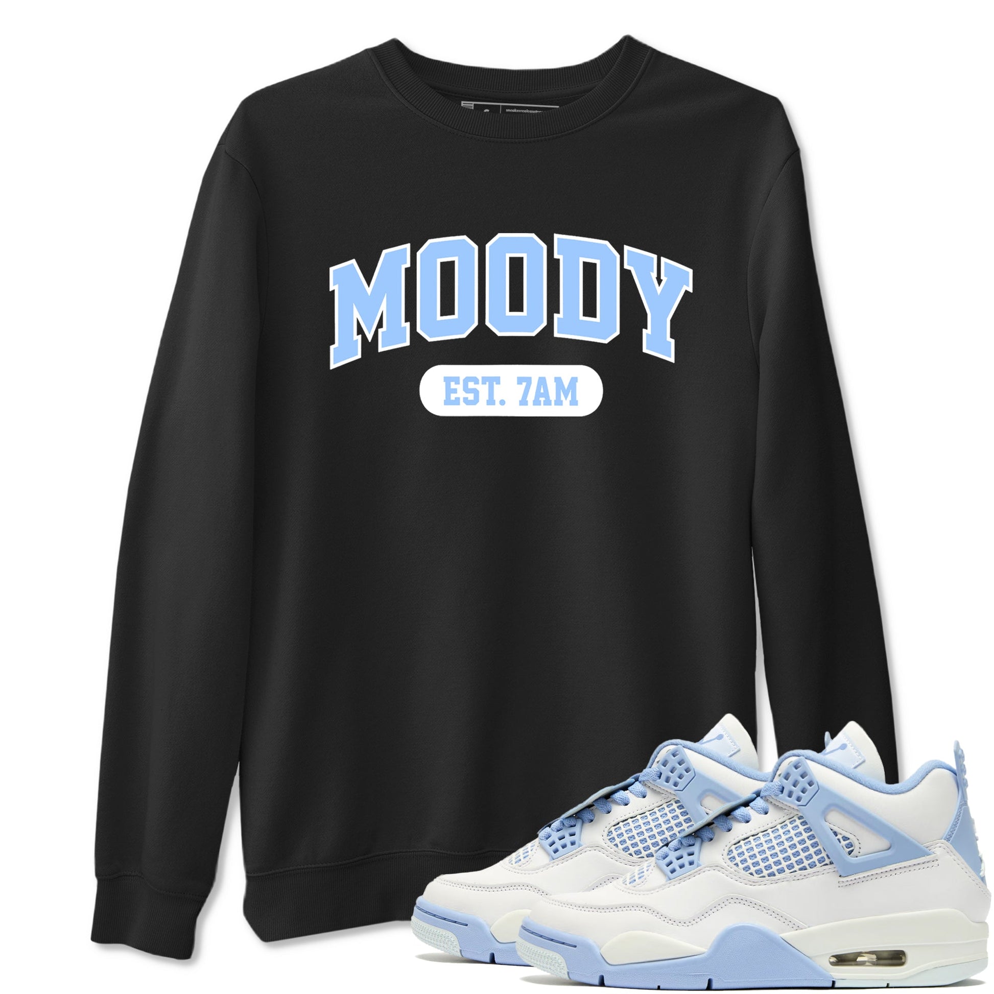 Moody sneaker match t-shirt styled to complete your fit with the Air Jordan 4 Aluminum sneakers, shown in Black 1.