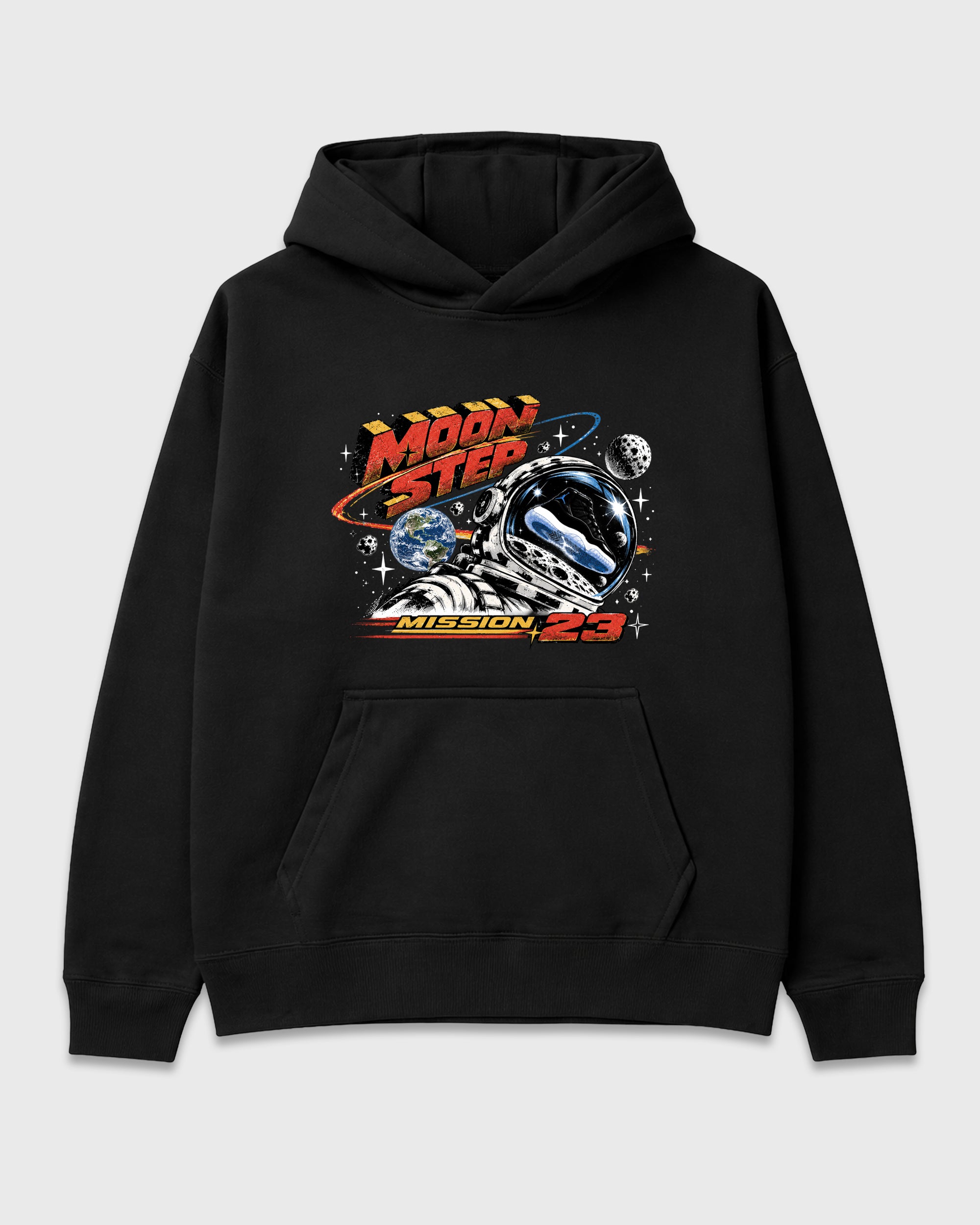 Moon Step Graphic T-Shirt featuring original streetwear artwork designed to match the Air Jordan 11 Retro Space Jam. Black 2 Graphic Tee.