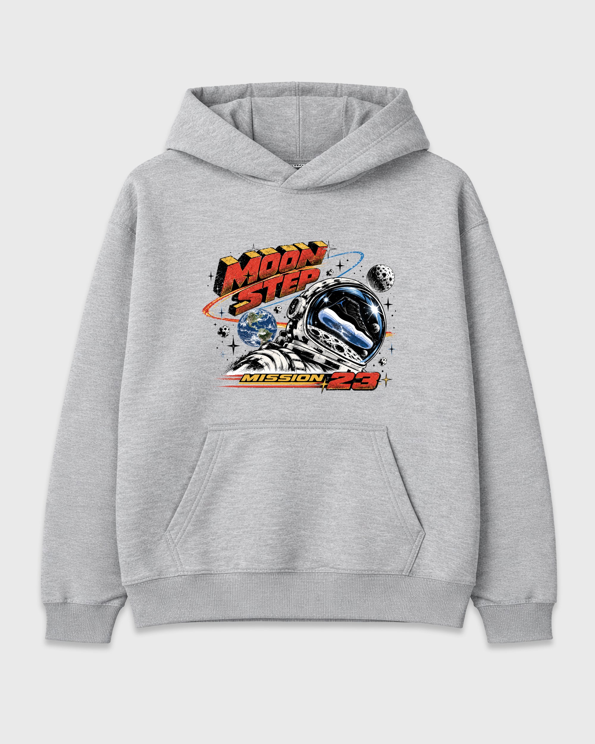 Moon Step Graphic T-Shirt featuring original streetwear artwork designed to match the Air Jordan 11 Retro Space Jam. Heather Grey 2 Graphic Tee.