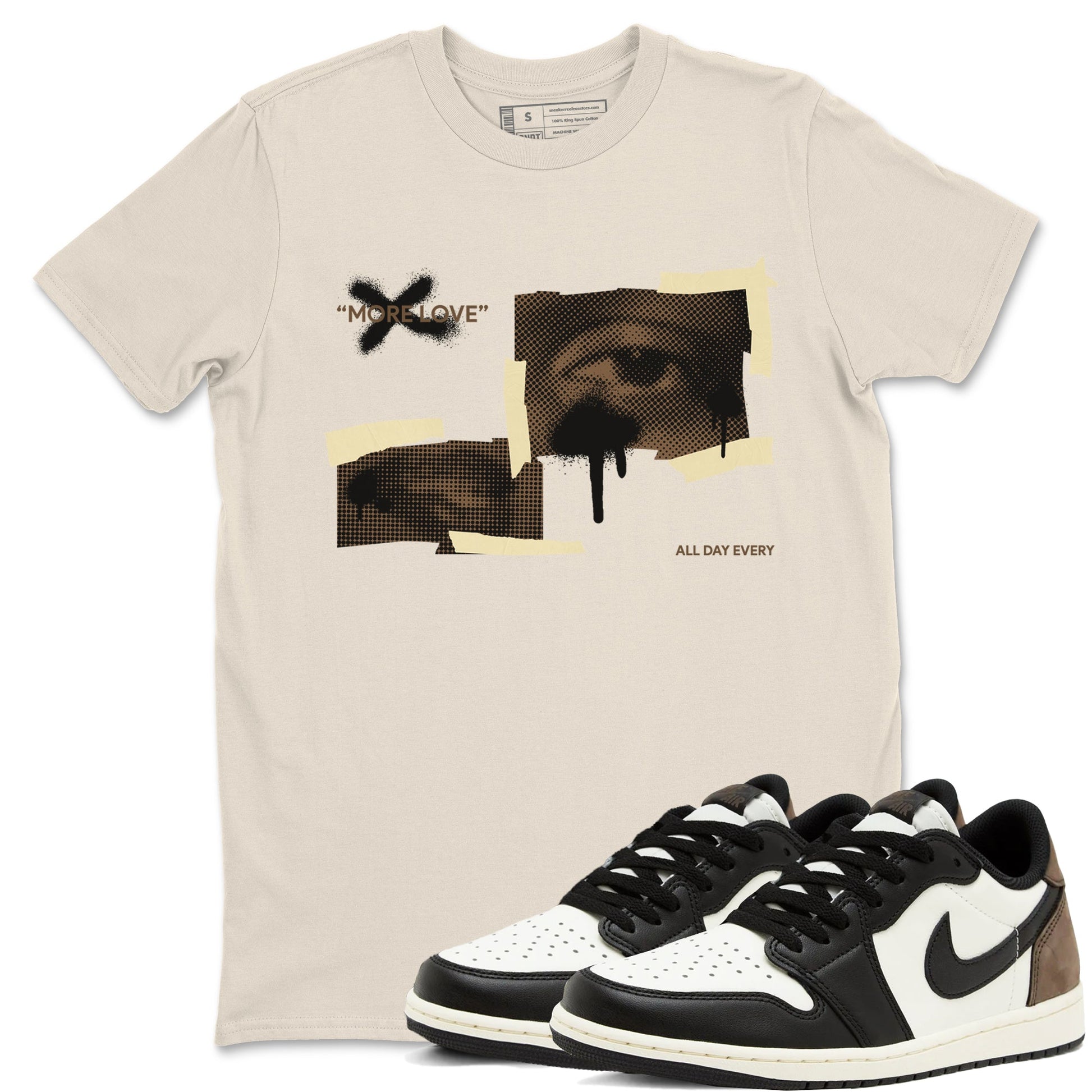 1s Low OG Mocha shirts to match jordans More Love sneaker match tees Air Jordan 1 Mocha match shoes to clothes SNRT Sneaker Tees unisex cotton Natural 1 shirts