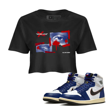 1s Rare Air shirts to match jordans More Love sneaker match tees Air Jordan 1 High OG Rare Air Deep Royal Blue match shoes to clothes SNRT Sneaker Tees unisex cotton Black 1 crop tee