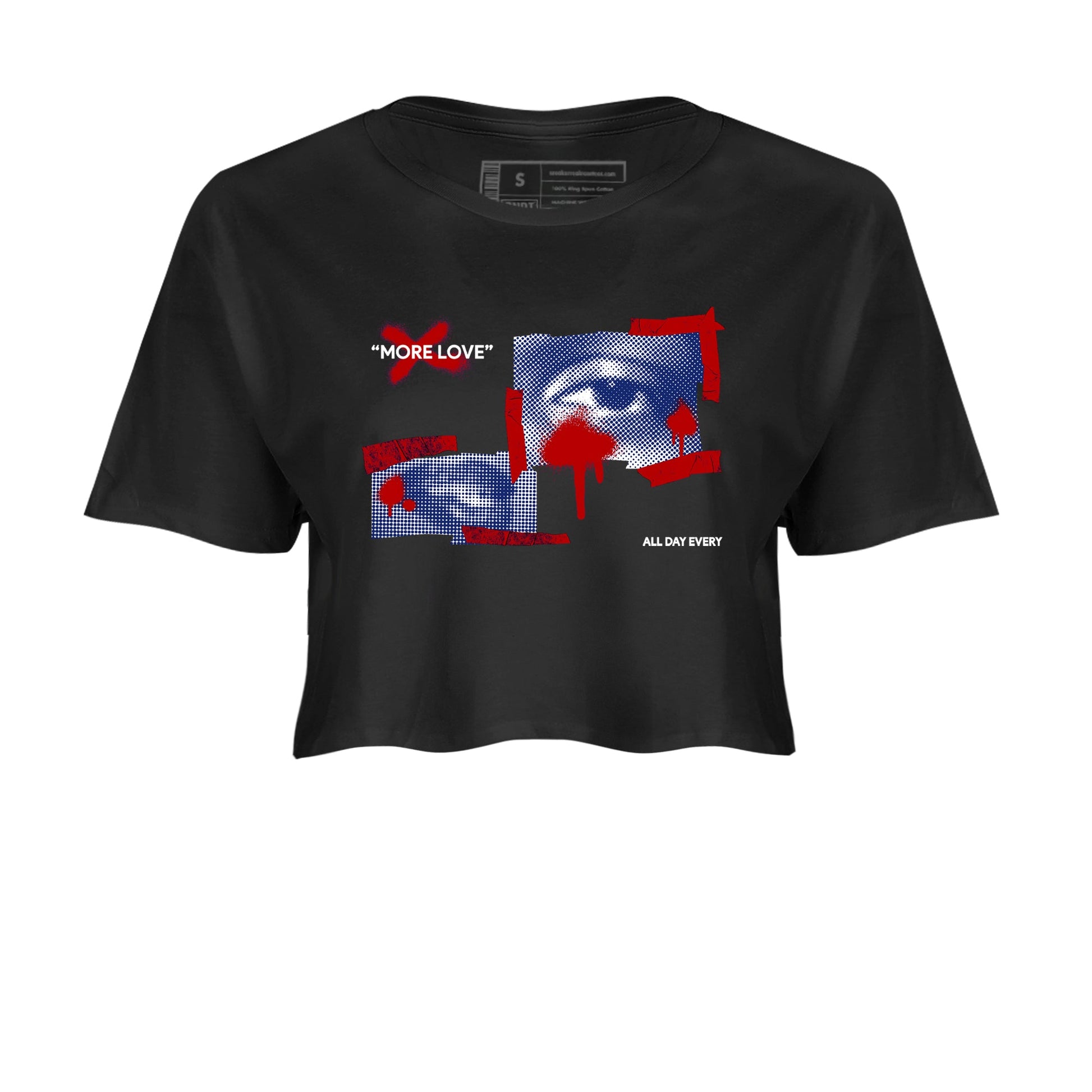 1s Rare Air shirts to match jordans More Love sneaker match tees Air Jordan 1 High OG Rare Air Deep Royal Blue match shoes to clothes SNRT Sneaker Tees unisex cotton Black 2 crop tee