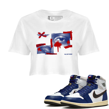 1s Rare Air shirts to match jordans More Love sneaker match tees Air Jordan 1 High OG Rare Air Deep Royal Blue match shoes to clothes SNRT Sneaker Tees unisex cotton White 1 crop tee