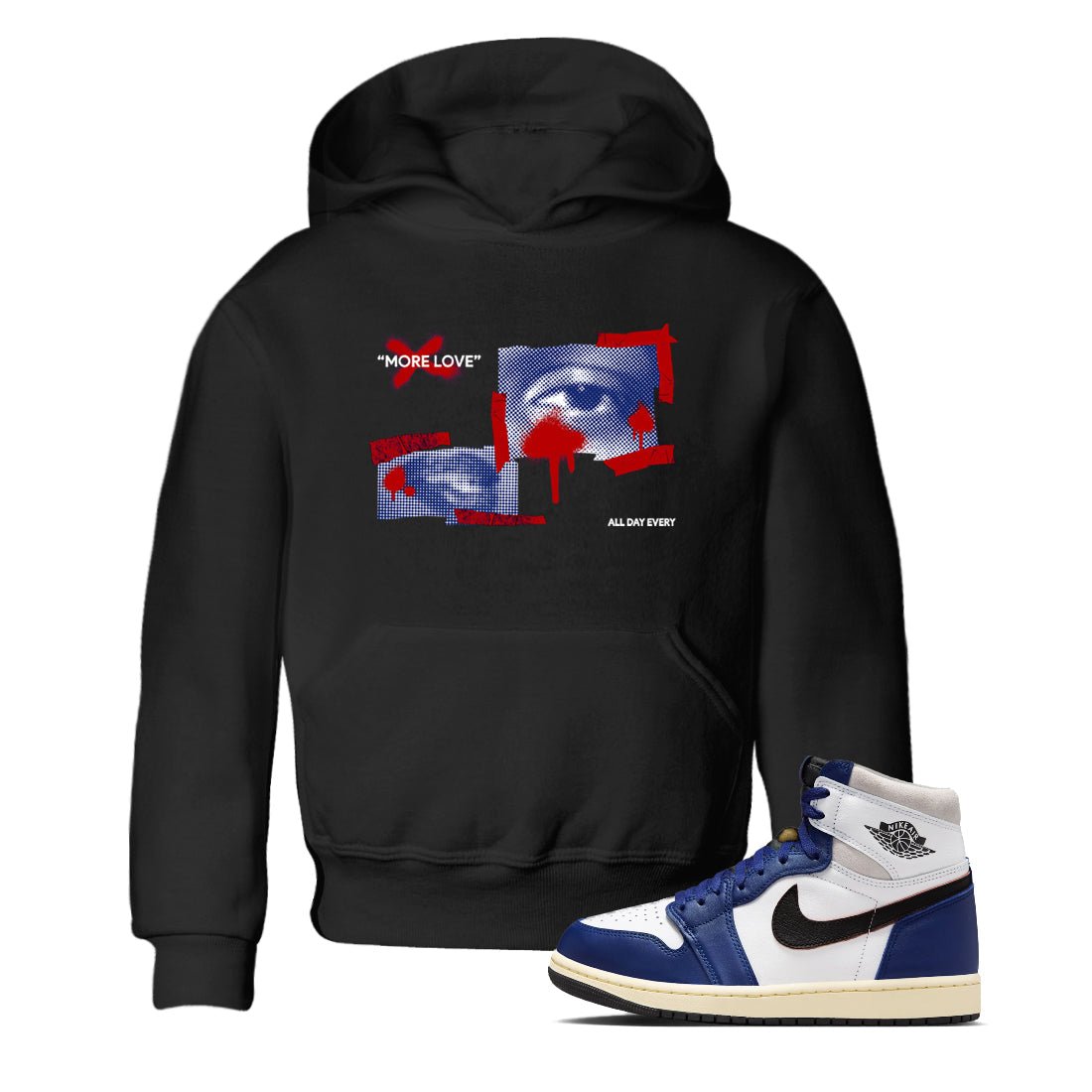 1s Rare Air shirts to match jordans More Love sneaker match tees Air Jordan 1 High OG Rare Air Deep Royal Blue match shoes to clothes SNRT Sneaker Tees Youth Baby Black 1 tee