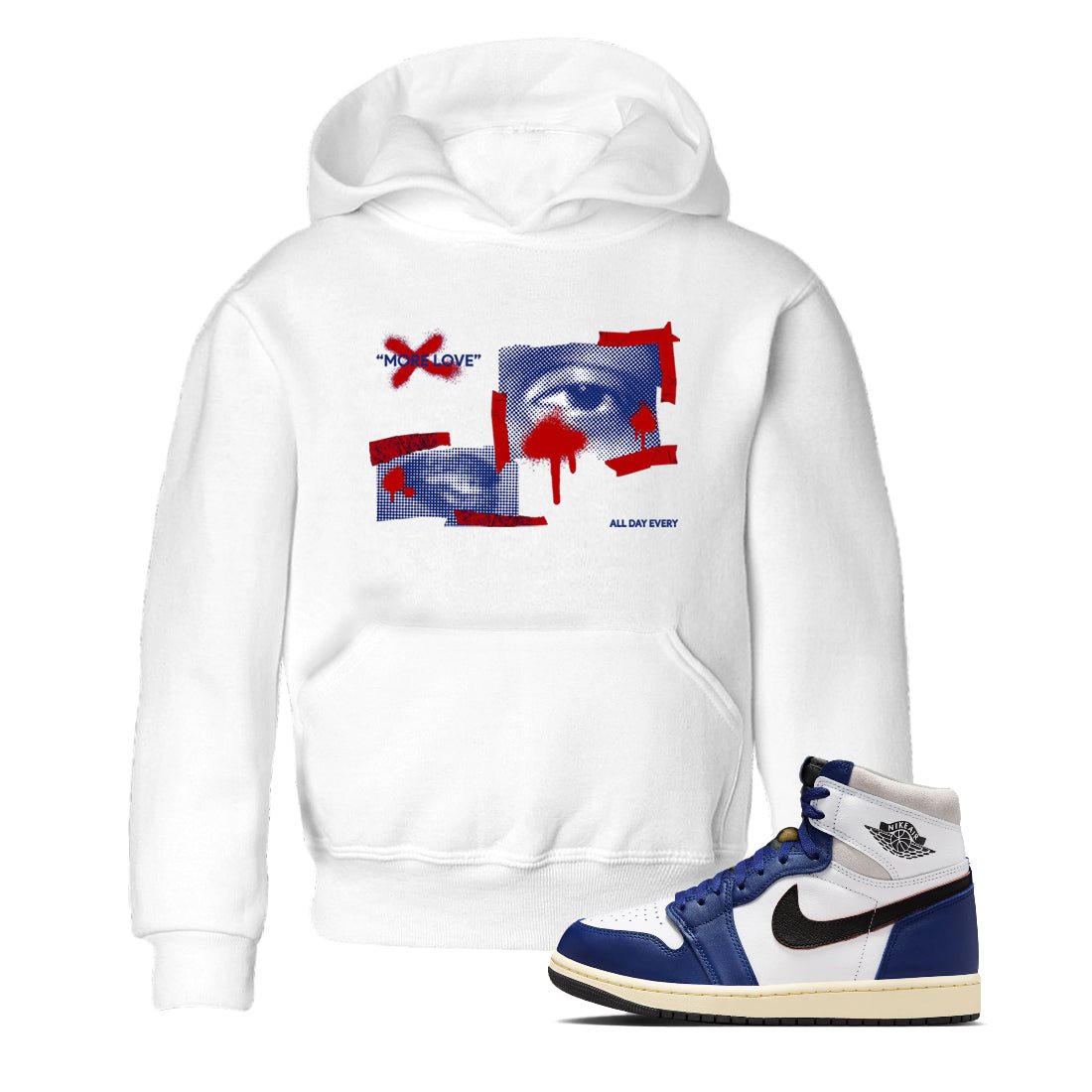 1s Rare Air shirts to match jordans More Love sneaker match tees Air Jordan 1 High OG Rare Air Deep Royal Blue match shoes to clothes SNRT Sneaker Tees Youth Baby White 1 tee