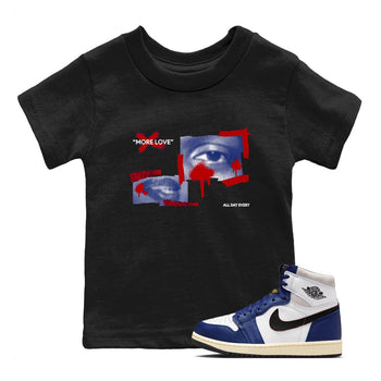 1s Rare Air shirts to match jordans More Love sneaker match tees Air Jordan 1 High OG Rare Air Deep Royal Blue match shoes to clothes SNRT Sneaker Tees Youth Baby Black 1 tee