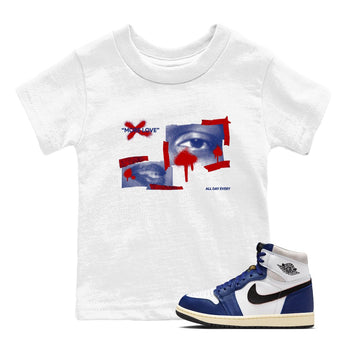 1s Rare Air shirts to match jordans More Love sneaker match tees Air Jordan 1 High OG Rare Air Deep Royal Blue match shoes to clothes SNRT Sneaker Tees Youth Baby White 1 tee