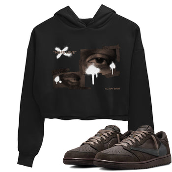 Air Jordan 1 Travis Scott Velvet Brown shirts to match jordans More Love sneaker match tees Travis Scott x Air Jordan 1 Low OG Velvet Brown best t shirts to wear with jordans SNRT Sneaker Tees unisex cotton Black 1 crop tee