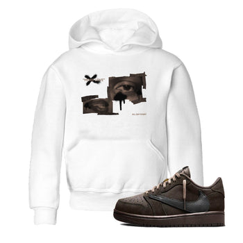 Air Jordan 1 Travis Scott Velvet Brown shirts to match jordans More Love sneaker match tees Travis Scott x Air Jordan 1 Low OG Velvet Brown best t shirts to wear with jordans SNRT Sneaker Tees Youth Baby White 1 tee