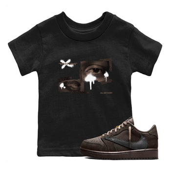 Air Jordan 1 Travis Scott Velvet Brown shirts to match jordans More Love sneaker match tees Travis Scott x Air Jordan 1 Low OG Velvet Brown best t shirts to wear with jordans SNRT Sneaker Tees Youth Baby Black 1 tee