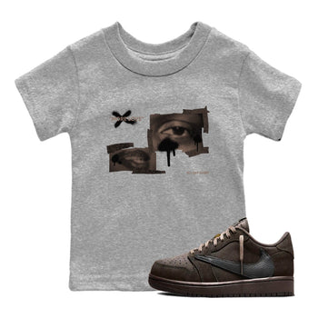 Air Jordan 1 Travis Scott Velvet Brown shirts to match jordans More Love sneaker match tees Travis Scott x Air Jordan 1 Low OG Velvet Brown best t shirts to wear with jordans SNRT Sneaker Tees Youth Baby Heather Grey 1 tee