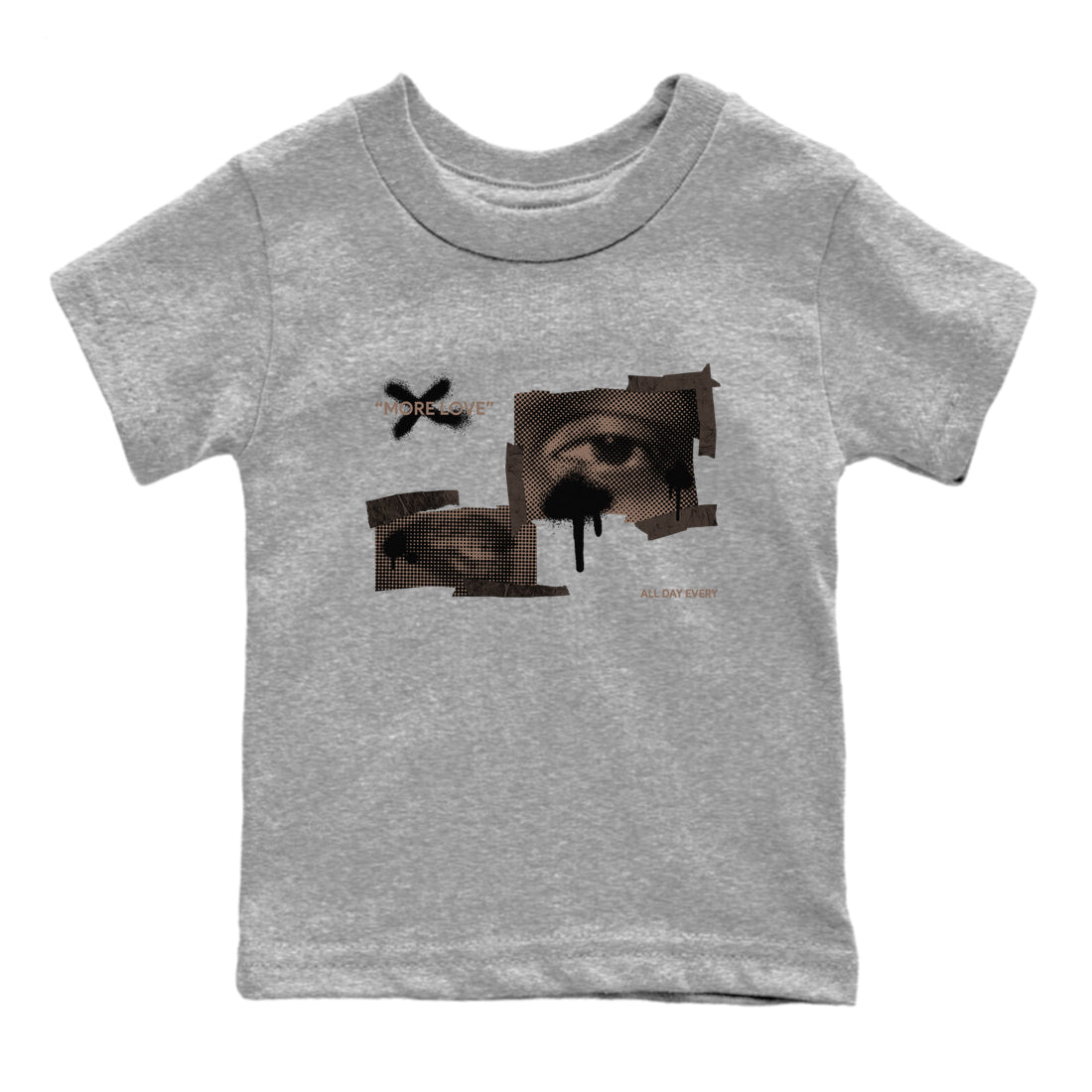Air Jordan 1 Travis Scott Velvet Brown shirts to match jordans More Love sneaker match tees Travis Scott x Air Jordan 1 Low OG Velvet Brown best t shirts to wear with jordans SNRT Sneaker Tees Youth Baby Heather Grey 2 tee