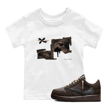 Air Jordan 1 Travis Scott Velvet Brown shirts to match jordans More Love sneaker match tees Travis Scott x Air Jordan 1 Low OG Velvet Brown best t shirts to wear with jordans SNRT Sneaker Tees Youth Baby White 1 tee