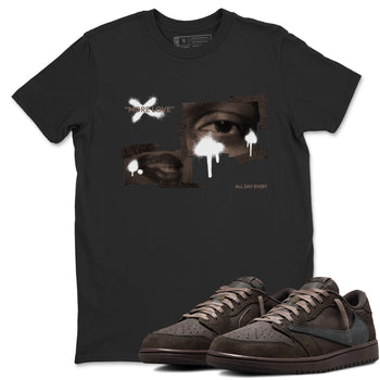 Air Jordan 1 Travis Scott Velvet Brown shirts to match jordans More Love sneaker match tees Travis Scott x Air Jordan 1 Low OG Velvet Brown best t shirts to wear with jordans SNRT Sneaker Tees unisex cotton Black 1 shirts
