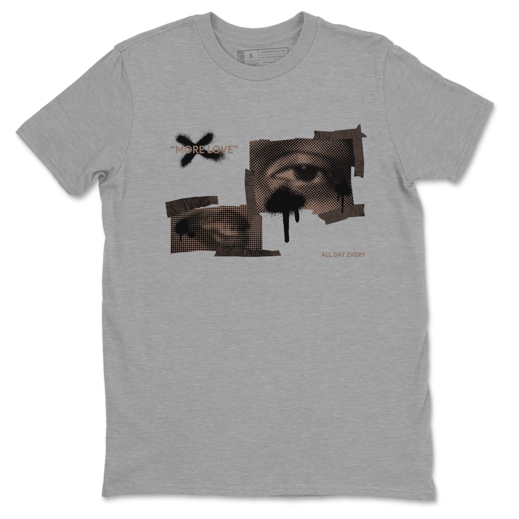 Air Jordan 1 Travis Scott Velvet Brown shirts to match jordans More Love sneaker match tees Travis Scott x Air Jordan 1 Low OG Velvet Brown best t shirts to wear with jordans SNRT Sneaker Tees unisex cotton Heather Grey 2 shirts