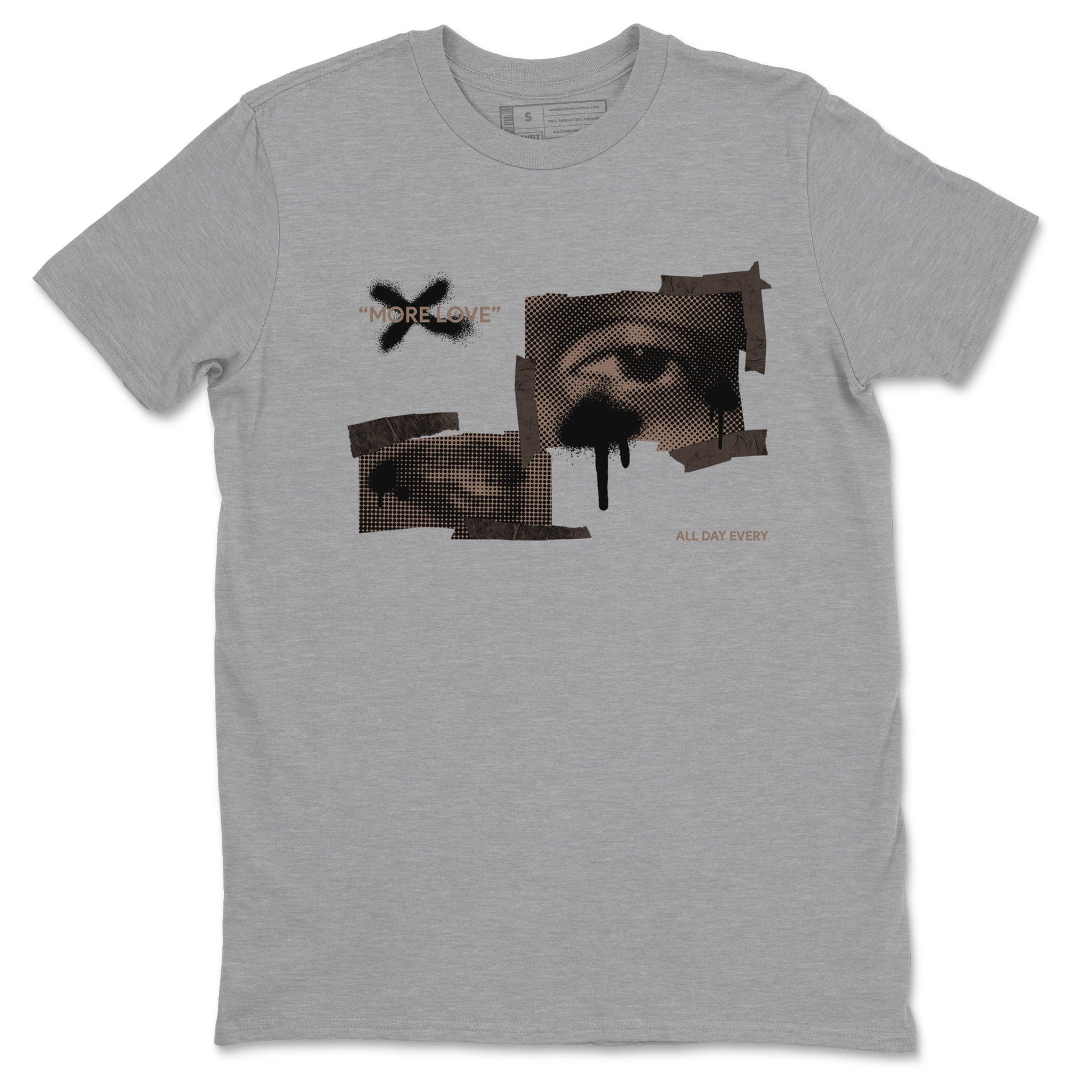 Air Jordan 1 Travis Scott Velvet Brown shirts to match jordans More Love sneaker match tees Travis Scott x Air Jordan 1 Low OG Velvet Brown best t shirts to wear with jordans SNRT Sneaker Tees unisex cotton Heather Grey 2 shirts