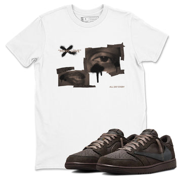 Air Jordan 1 Travis Scott Velvet Brown shirts to match jordans More Love sneaker match tees Travis Scott x Air Jordan 1 Low OG Velvet Brown best t shirts to wear with jordans SNRT Sneaker Tees unisex cotton White 1 shirts